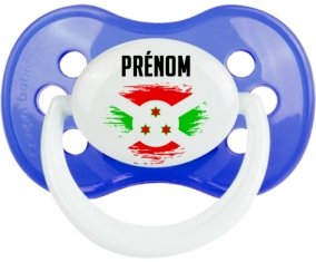 Drapeau effet pinceau Burundi avec prénom Tétine Anatomique Bleu classique