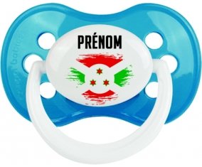 Drapeau effet pinceau Burundi avec prénom Tétine Anatomique Cyan classique