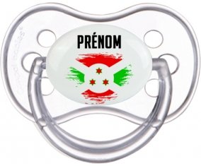 Drapeau effet pinceau Burundi avec prénom Tétine Anatomique Transparente classique