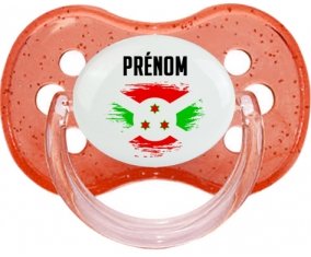 Drapeau effet pinceau Burundi avec prénom Sucette Cerise Rouge à paillette