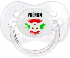 Drapeau effet pinceau Burundi avec prénom Sucette Cerise Transparent classique