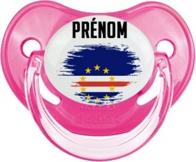 Drapeau effet pinceau Cap-Vert avec prénom Sucette Physiologique Rose classique