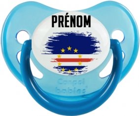 Drapeau effet pinceau Cap-Vert avec prénom Sucette Physiologique Bleue phosphorescente