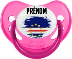 Drapeau effet pinceau Cap-Vert avec prénom Sucette Physiologique Rose phosphorescente