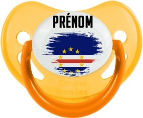 Drapeau effet pinceau Cap-Vert avec prénom Sucette Physiologique Jaune phosphorescente