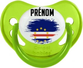 Drapeau effet pinceau Cap-Vert avec prénom Sucette Physiologique Vert phosphorescente
