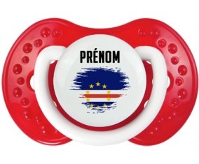 Drapeau effet pinceau Cap-Vert avec prénom Sucette LOVI Dynamic Blanc-rouge classique