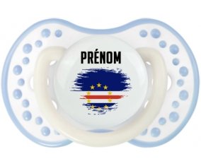 Drapeau effet pinceau Cap-Vert avec prénom Sucette LOVI Dynamic Blanc-cyan classique