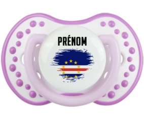 Drapeau effet pinceau Cap-Vert avec prénom Sucette LOVI Dynamic Blanc-mauve classique