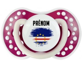 Drapeau effet pinceau Cap-Vert avec prénom Sucette LOVI Dynamic Fuchsia phosphorescente