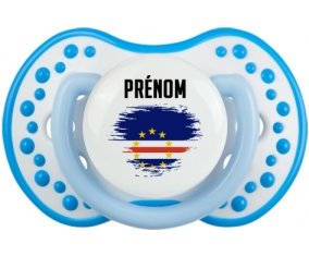 Drapeau effet pinceau Cap-Vert avec prénom Sucette LOVI Dynamic Blanc-bleu phosphorescente