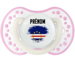 Drapeau effet pinceau Cap-Vert avec prénom Sucette LOVI Dynamic Blanc-rose phosphorescente
