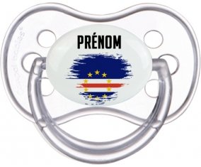 Drapeau effet pinceau Cap-Vert avec prénom Sucette Anatomique Transparente classique