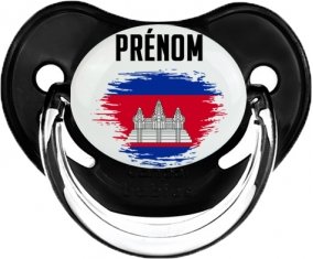 Drapeau effet pinceau Cambodge avec prénom Tétine Physiologique Noir classique