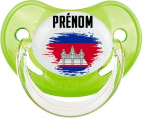 Drapeau effet pinceau Cambodge avec prénom Tétine Physiologique Vert classique