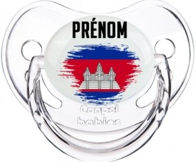 Drapeau effet pinceau Cambodge avec prénom Tétine Physiologique Transparent classique