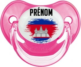 Drapeau effet pinceau Cambodge avec prénom Tétine Physiologique Rose classique