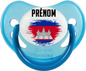 Drapeau effet pinceau Cambodge avec prénom Tétine Physiologique Bleue phosphorescente