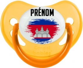 Drapeau effet pinceau Cambodge avec prénom Tétine Physiologique Jaune phosphorescente
