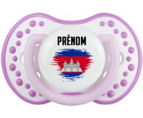 Drapeau effet pinceau Cambodge avec prénom Sucete LOVI Dynamic Blanc-mauve classique