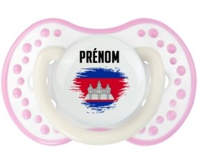 Drapeau effet pinceau Cambodge avec prénom Sucete LOVI Dynamic Blanc-rose phosphorescente
