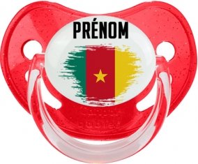 Drapeau effet pinceau Cameroun avec prénom Sucete Physiologique Rouge à paillette