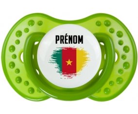 Drapeau effet pinceau Cameroun avec prénom Tétine LOVI Dynamic Vert classique