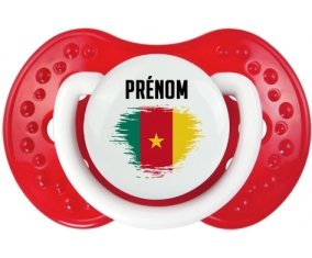 Drapeau effet pinceau Cameroun avec prénom Tétine LOVI Dynamic Blanc-rouge classique