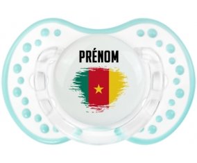 Drapeau effet pinceau Cameroun avec prénom Tétine LOVI Dynamic Retro-blanc-lagon classique