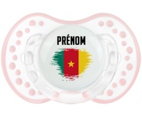 Drapeau effet pinceau Cameroun avec prénom Tétine LOVI Dynamic Retro-blanc-rose-tendre classique