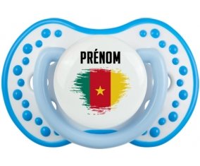 Drapeau effet pinceau Cameroun avec prénom Tétine LOVI Dynamic Blanc-bleu phosphorescente