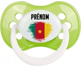 Drapeau effet pinceau Cameroun avec prénom Sucette Anatomique Vert classique