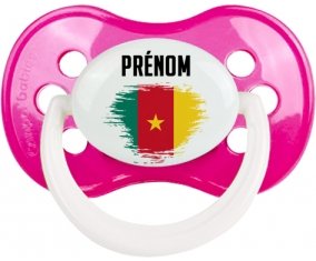Drapeau effet pinceau Cameroun avec prénom Sucette Anatomique Rose foncé classique