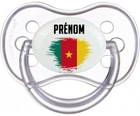 Drapeau effet pinceau Cameroun avec prénom Sucette Anatomique Transparente classique