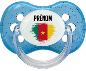 Drapeau effet pinceau Cameroun avec prénom : Sucette Cerise personnalisée