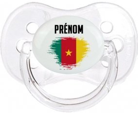 Drapeau effet pinceau Cameroun avec prénom Sucette Cerise Transparent classique