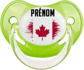 Drapeau effet pinceau Canada avec prénom Sucette Physiologique Vert classique