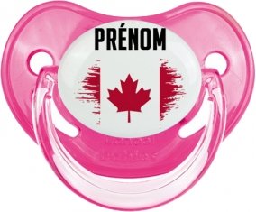 Drapeau effet pinceau Canada avec prénom Sucette Physiologique Rose classique