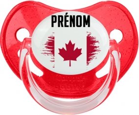Drapeau effet pinceau Canada avec prénom Sucette Physiologique Rouge à paillette