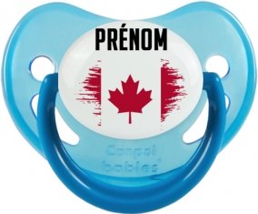 Drapeau effet pinceau Canada avec prénom Sucette Physiologique Bleue phosphorescente