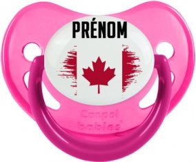 Drapeau effet pinceau Canada avec prénom Sucette Physiologique Rose phosphorescente