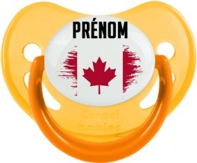 Drapeau effet pinceau Canada avec prénom Sucette Physiologique Jaune phosphorescente