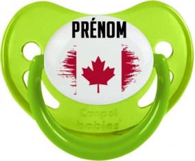 Drapeau effet pinceau Canada avec prénom Sucette Physiologique Vert phosphorescente