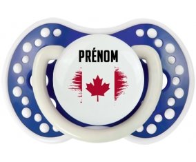 Drapeau effet pinceau Canada avec prénom Sucette LOVI Dynamic Bleu-marine phosphorescente