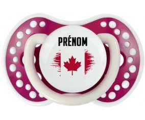Drapeau effet pinceau Canada avec prénom Sucette LOVI Dynamic Fuchsia phosphorescente