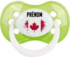 Drapeau effet pinceau Canada avec prénom Tétine Anatomique Vert classique