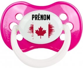 Drapeau effet pinceau Canada avec prénom Tétine Anatomique Rose foncé classique