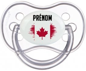 Drapeau effet pinceau Canada avec prénom Tétine Anatomique Transparente classique