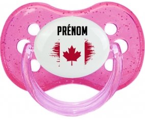 Drapeau effet pinceau Canada avec prénom Sucette Cerise Rose à paillette