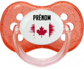 Drapeau effet pinceau Canada avec prénom Sucette Cerise Rouge à paillette
